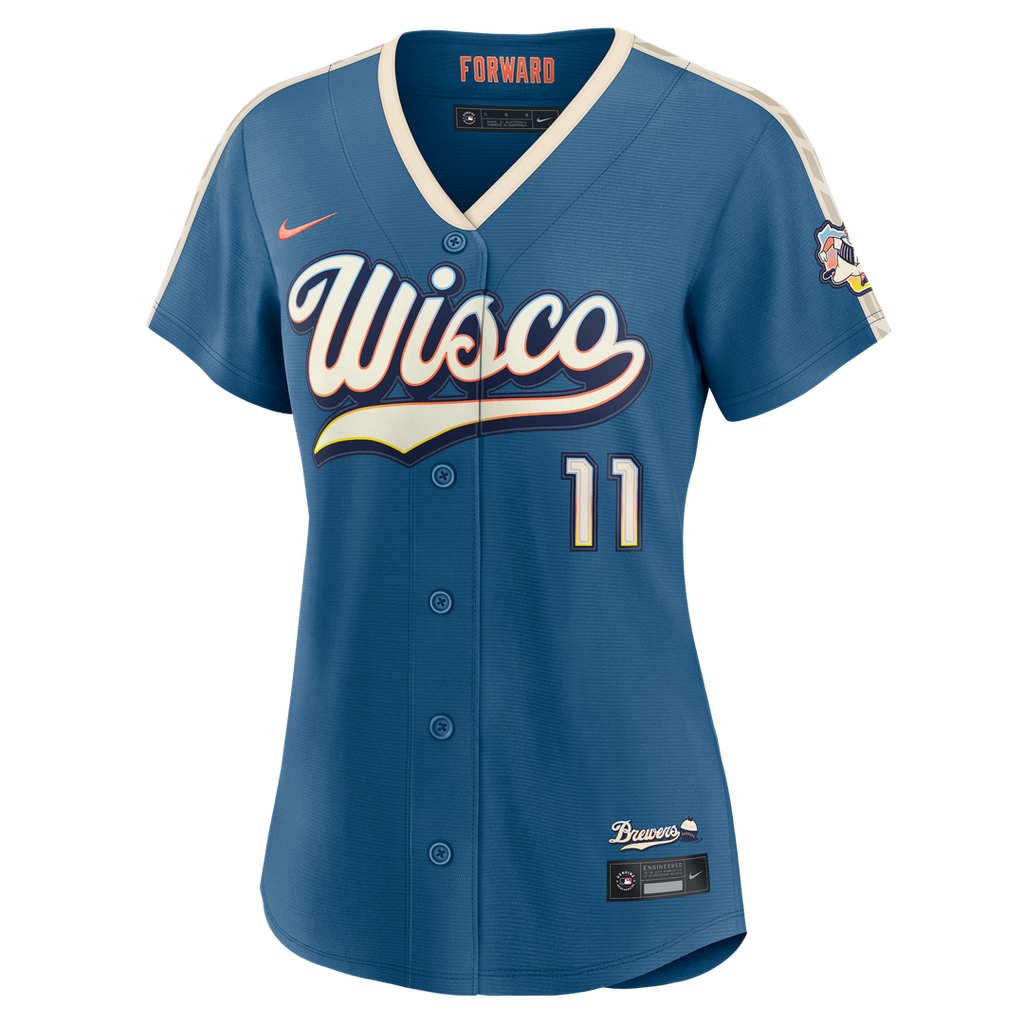 Milwaukee Brewers Jackson Chourio Women's 2026 City Connect Stadium Jersey — Mineral Blue
