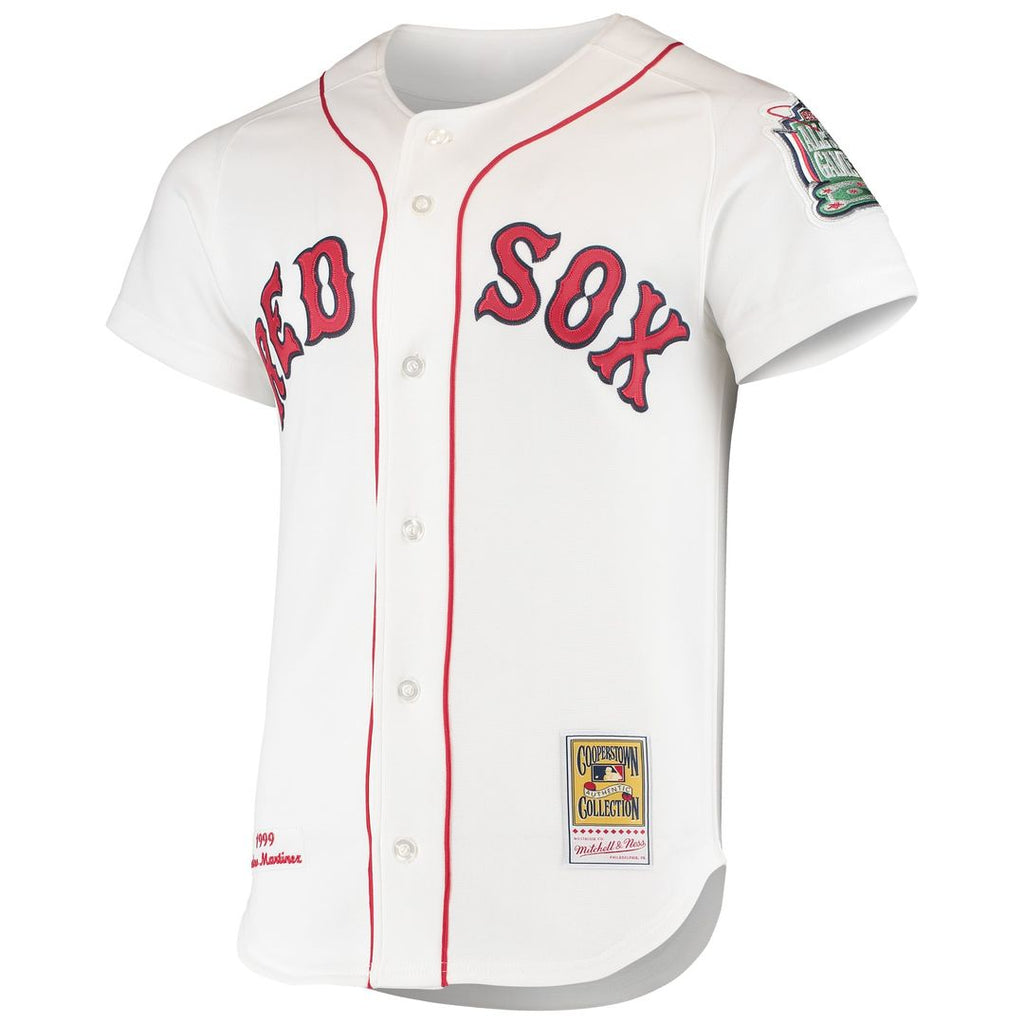Boston Red Sox Pedro Martinez 1999 Cooperstown Home Authentic Jersey — White