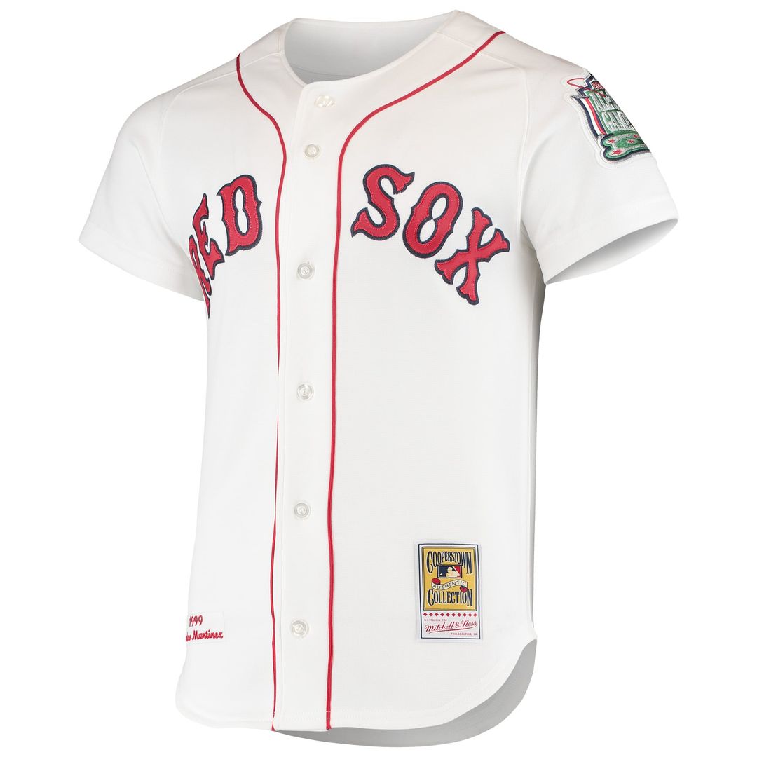 Boston Red Sox Pedro Martinez 1999 Cooperstown Home Authentic Jersey — White