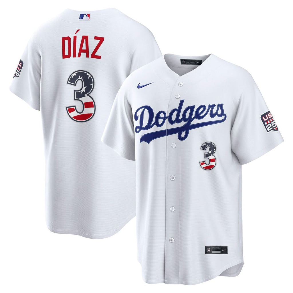 Los Angeles Dodgers Edwin Díaz USA 250 Fourth of July Home Stadium Jersey — White