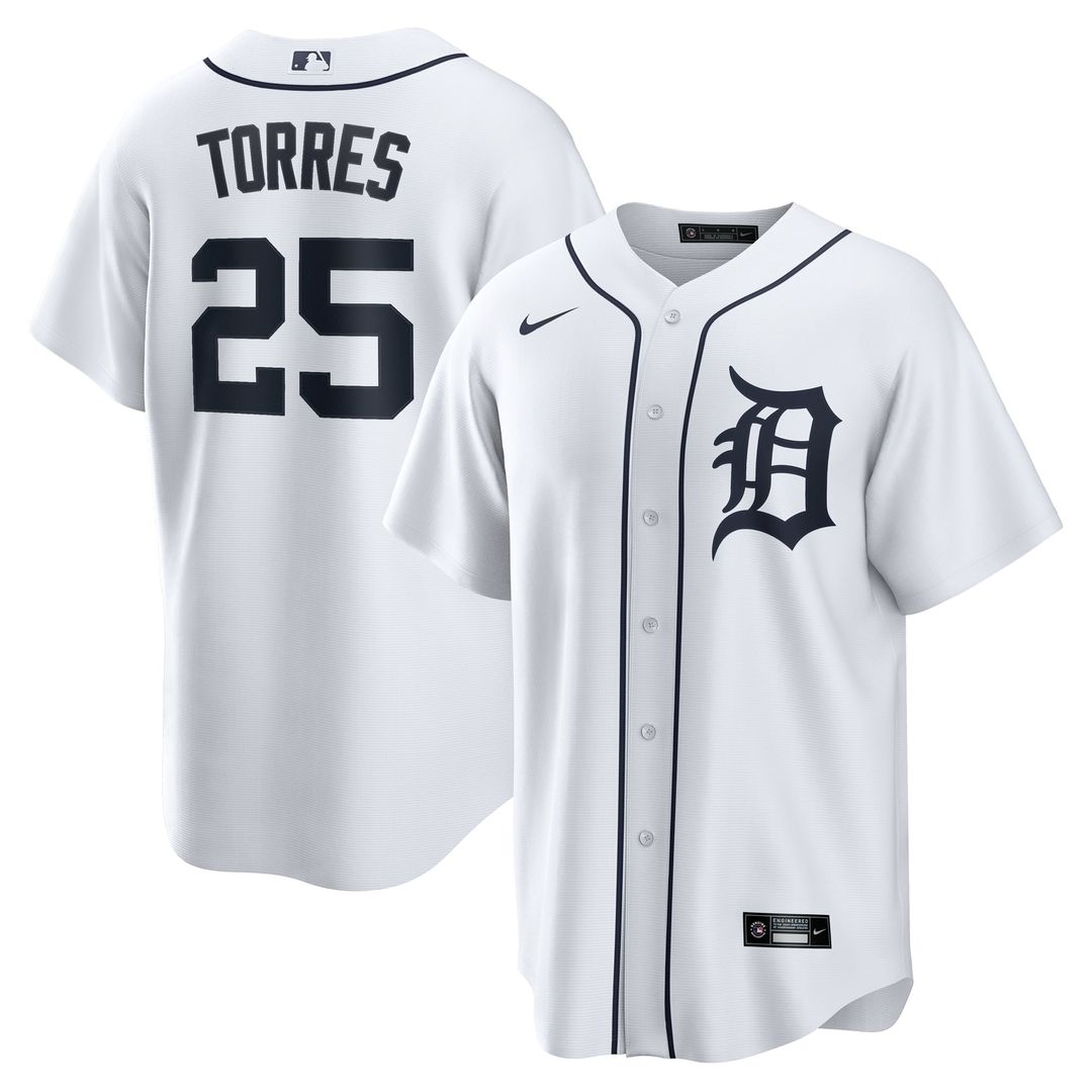 Detroit Tigers Gleyber Torres Home Replica Jersey — White