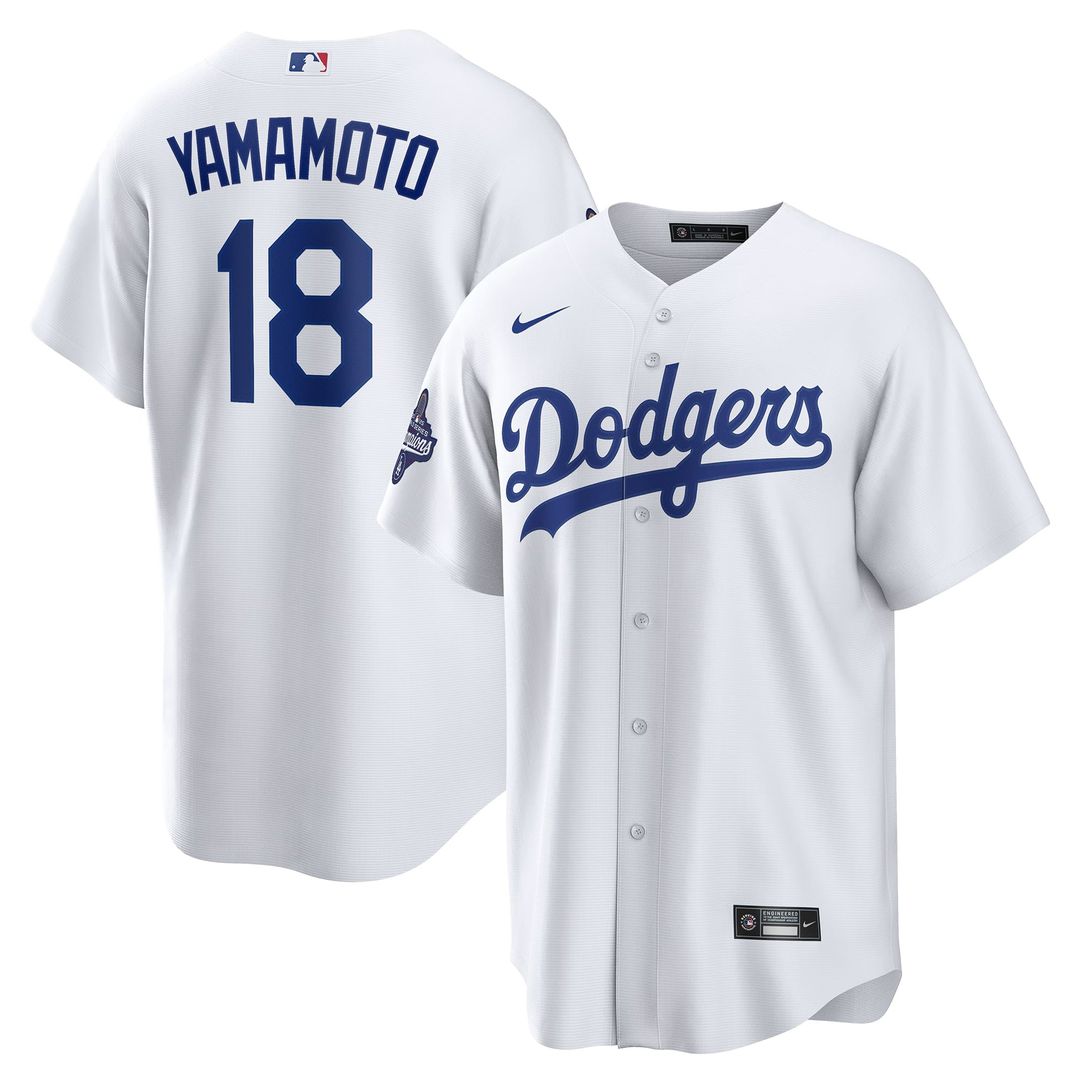 Los Angeles Dodgers Yoshinobu Yamamoto 2025 World Series Champions Home Replica Jersey — White
