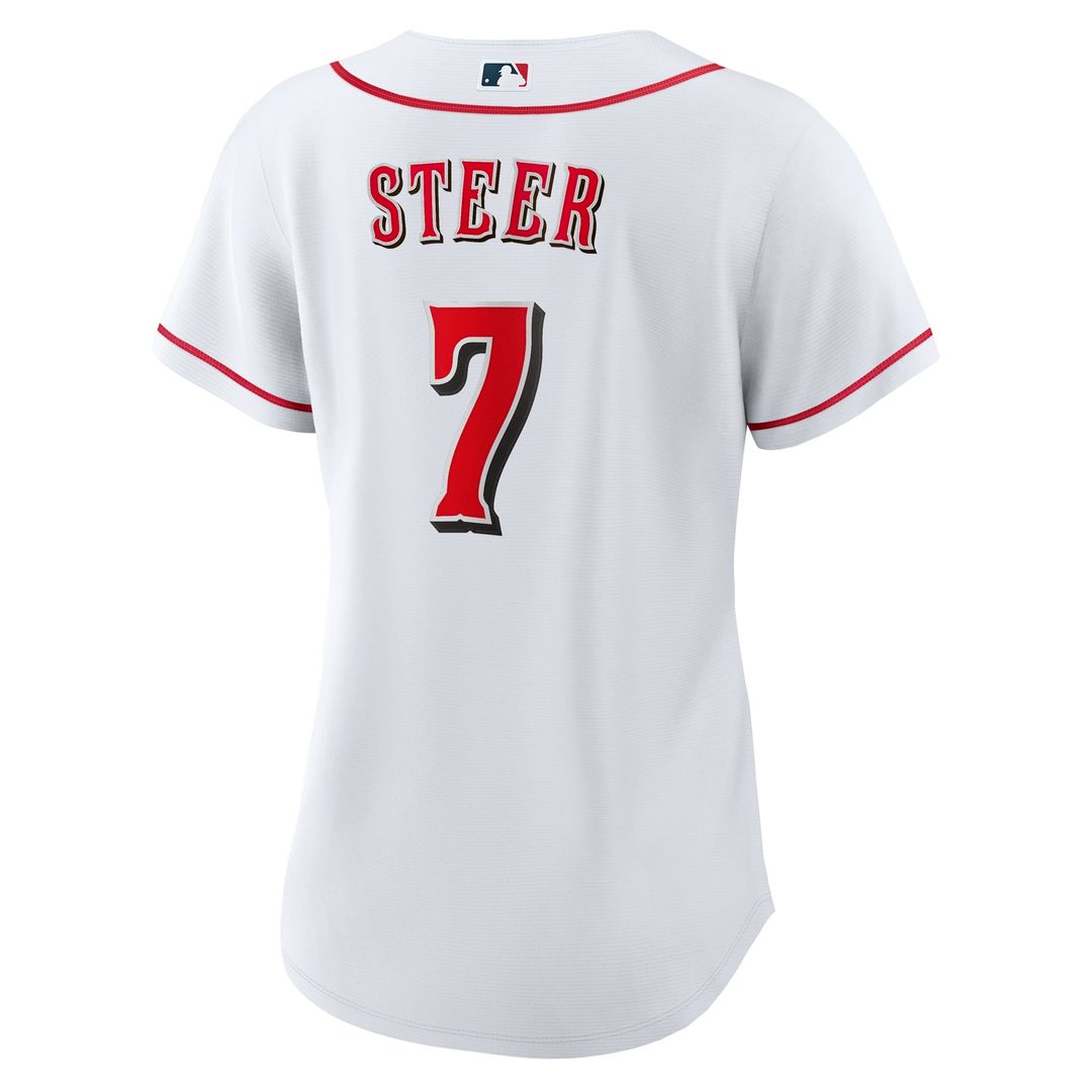 Cincinnati Reds Spencer Steer Women's Home Replica Jersey — White