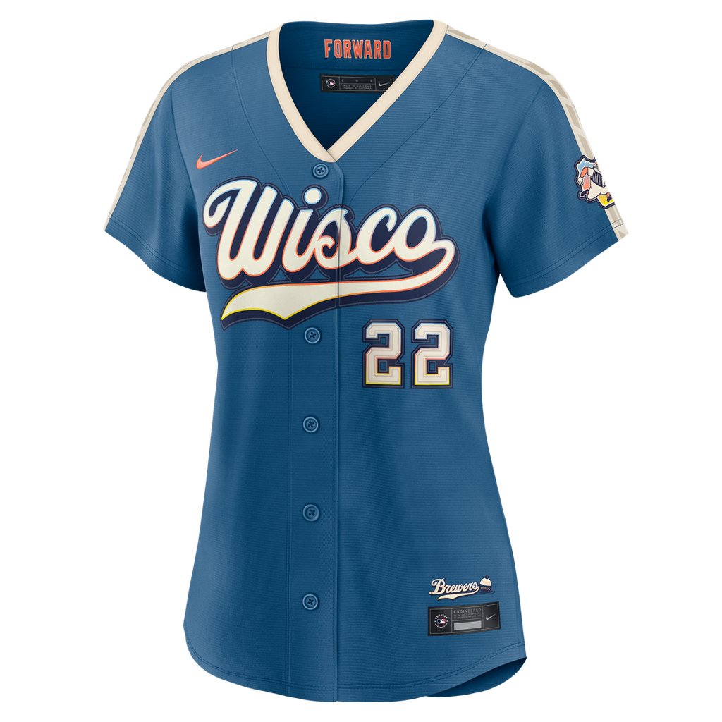 Milwaukee Brewers Christian Yelich Women's 2026 City Connect Stadium Jersey — Mineral Blue