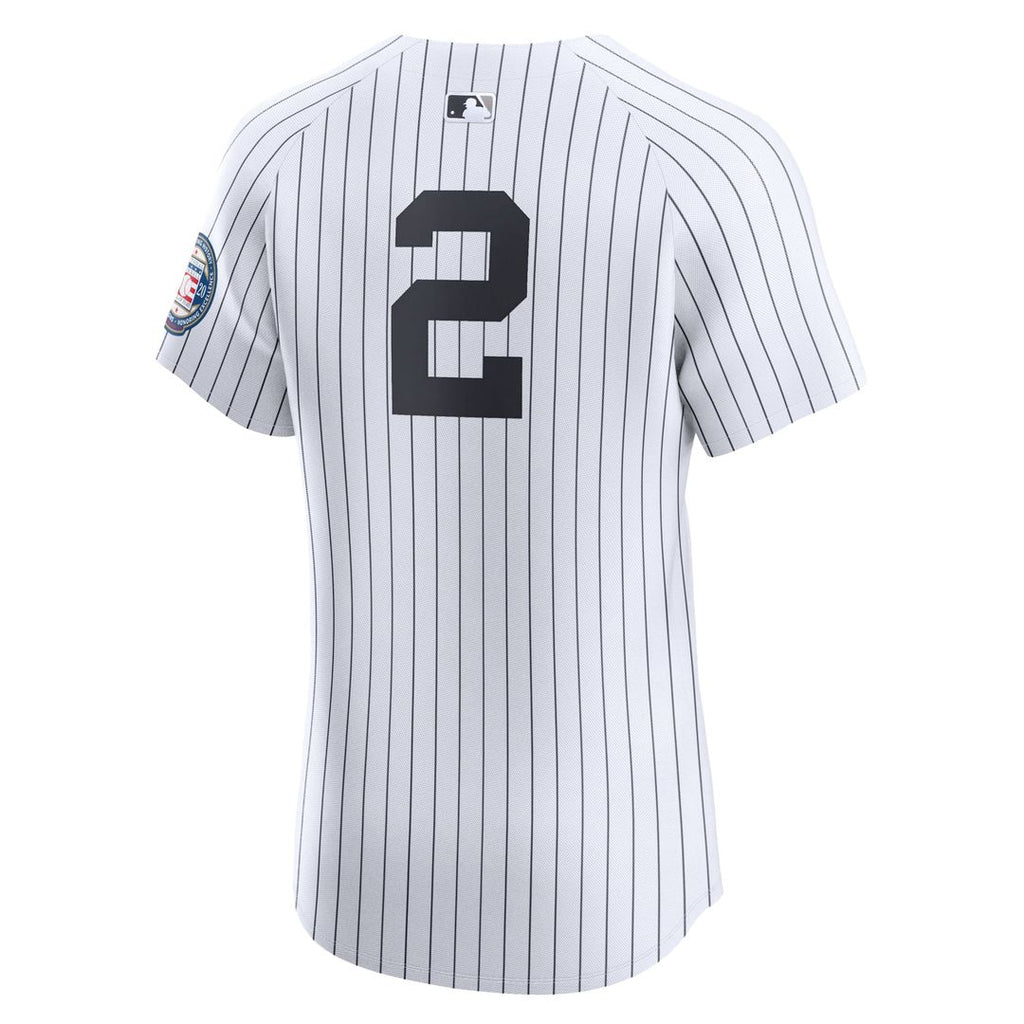 New York Yankees Derek Jeter Home 2020 Hall of Fame Induction Patch Elite Jersey — White